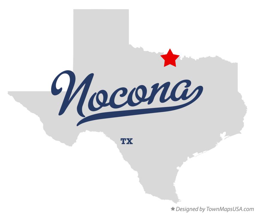 Map of Nocona Texas TX