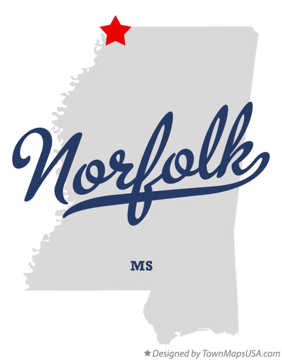 Map of Norfolk Mississippi MS