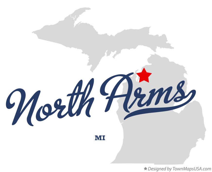 Map of North Arms Michigan MI