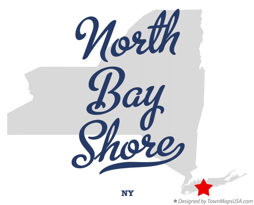Map of North Bay Shore New York NY