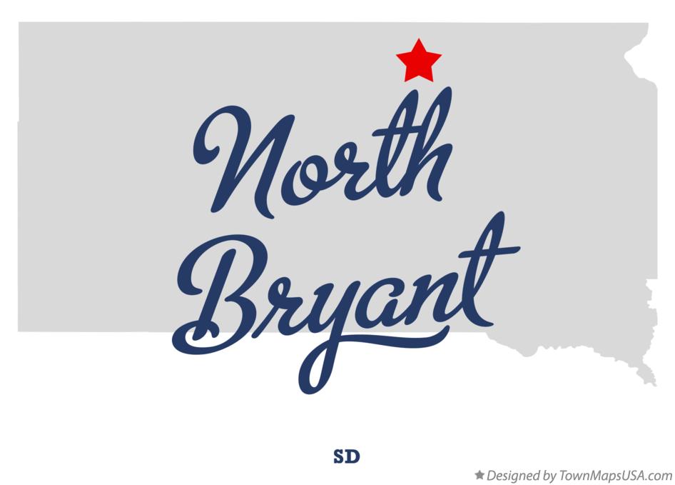 Map of North Bryant South Dakota SD