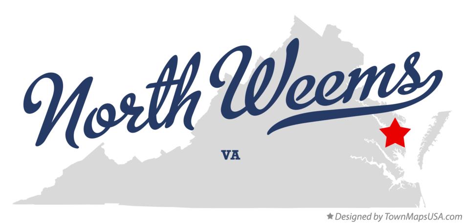 Map of North Weems Virginia VA