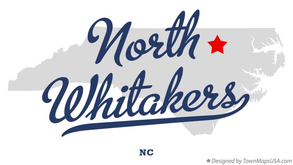 Map of North Whitakers North Carolina NC