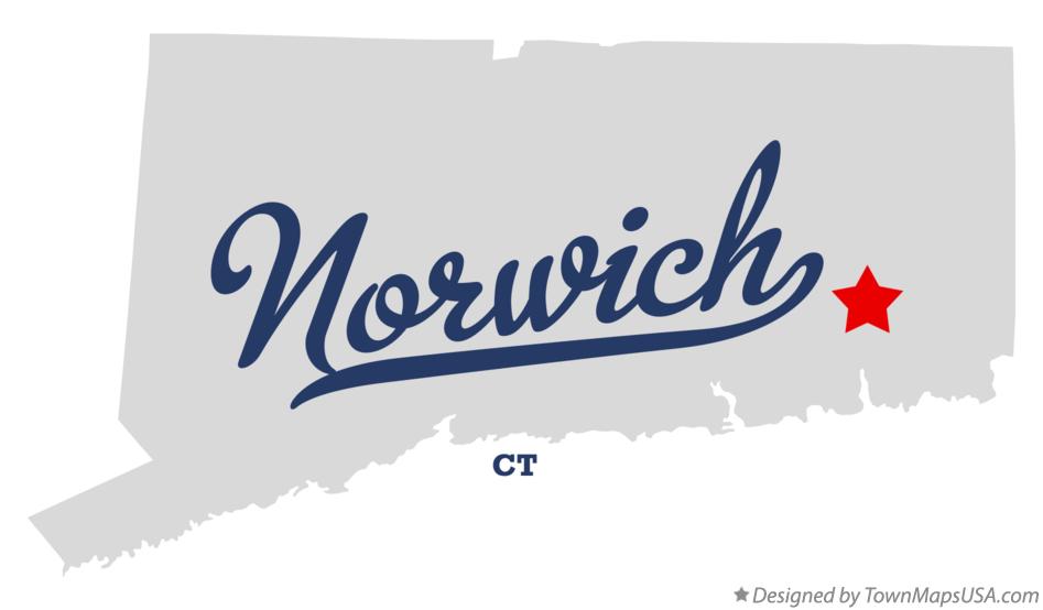 Map of Norwich Connecticut CT
