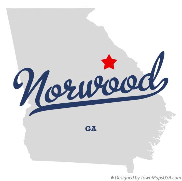 Map of Norwood Georgia GA