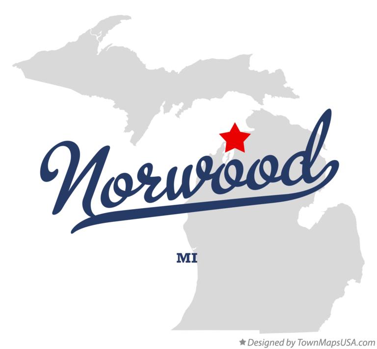 Map of Norwood Michigan MI