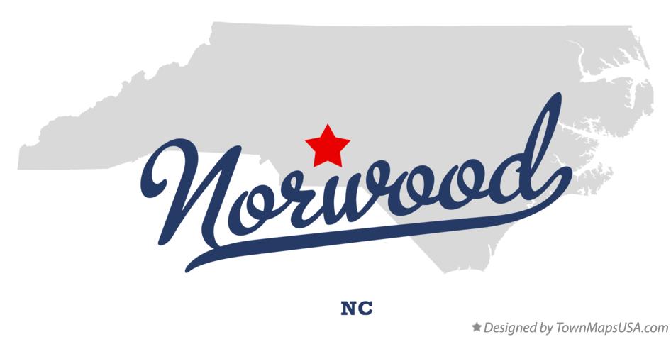 Map of Norwood North Carolina NC