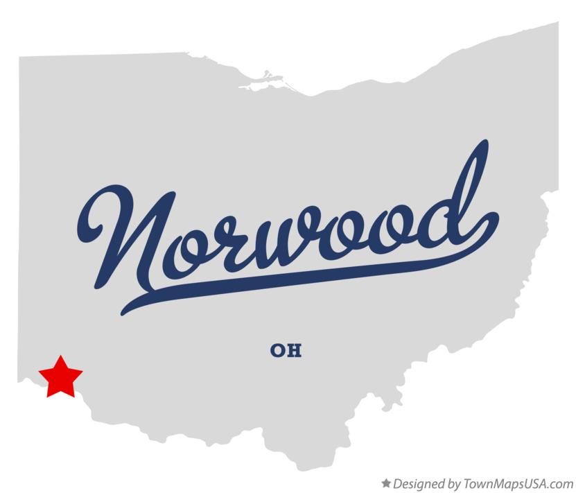 Map of Norwood Ohio OH