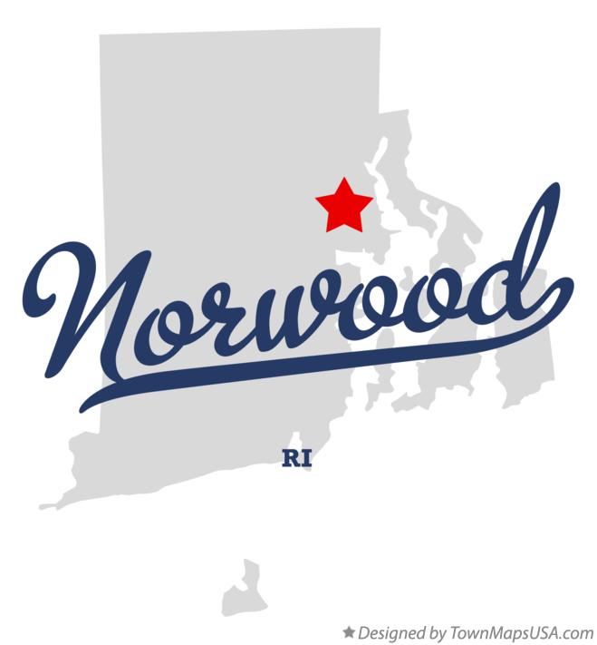 Map of Norwood Rhode Island RI