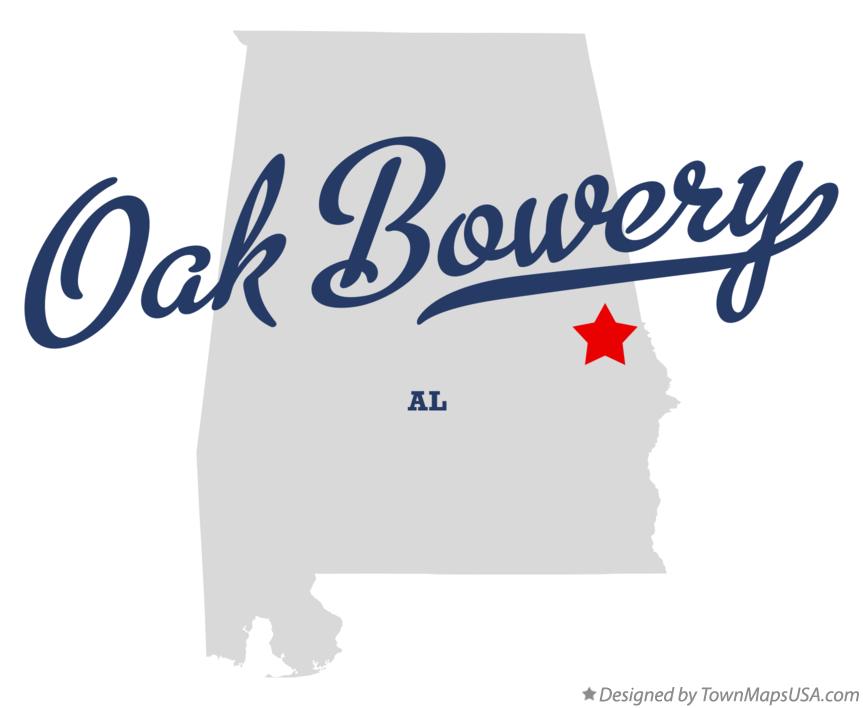 Map of Oak Bowery Alabama AL