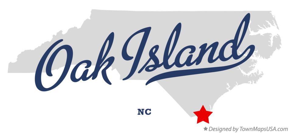 Map of Oak Island North Carolina NC