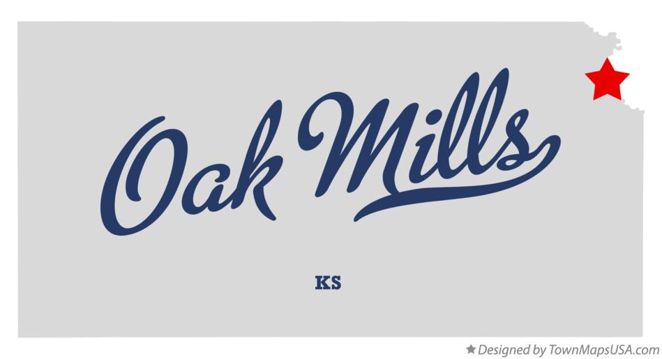 Map of Oak Mills Kansas KS