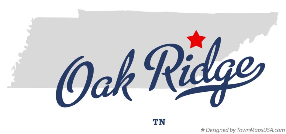 Map of Oak Ridge Tennessee TN