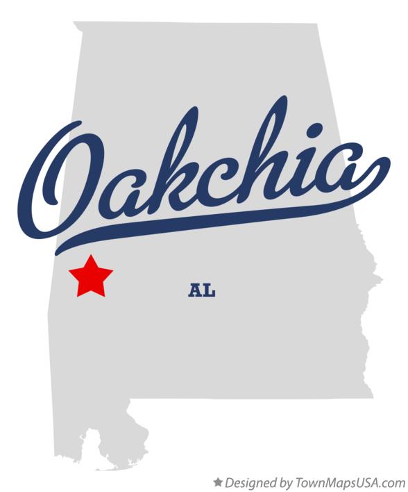Map of Oakchia Alabama AL