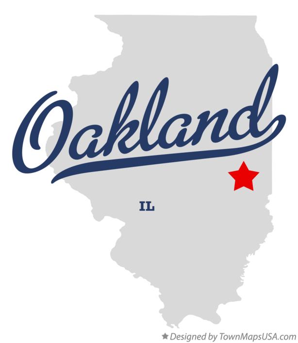 Map of Oakland Illinois IL