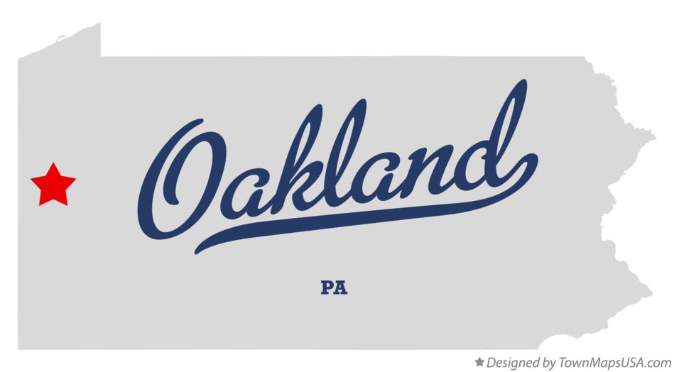 Map of Oakland Pennsylvania PA