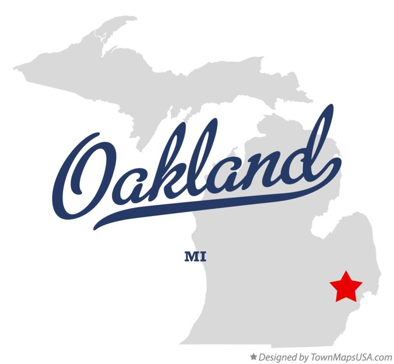 Map of Oakland Michigan MI