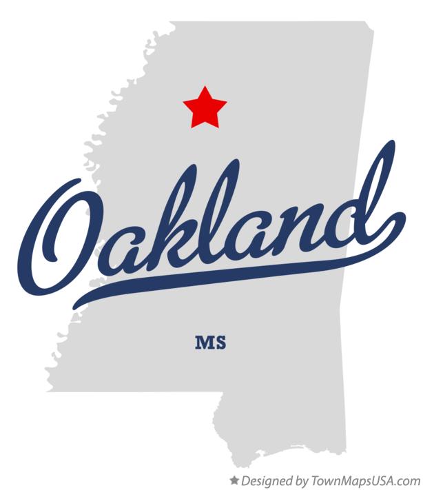 Map of Oakland Mississippi MS