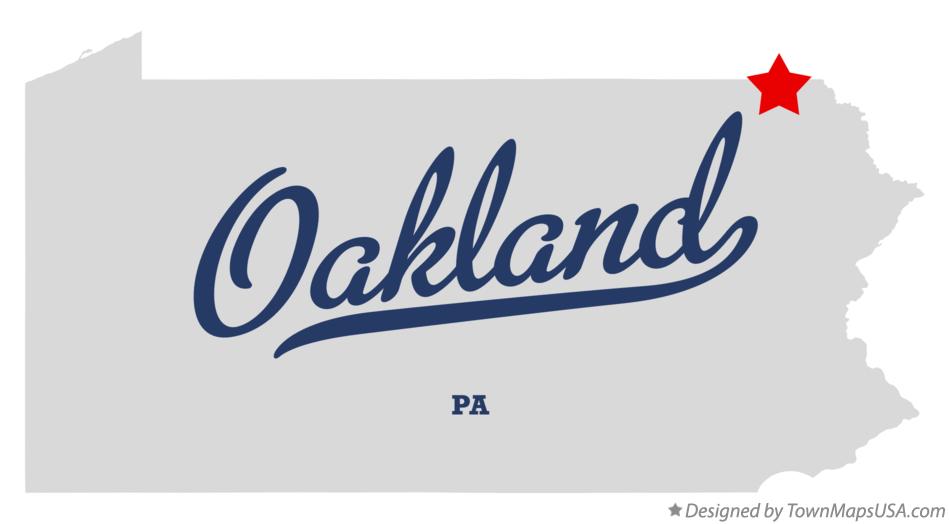 Map of Oakland Pennsylvania PA