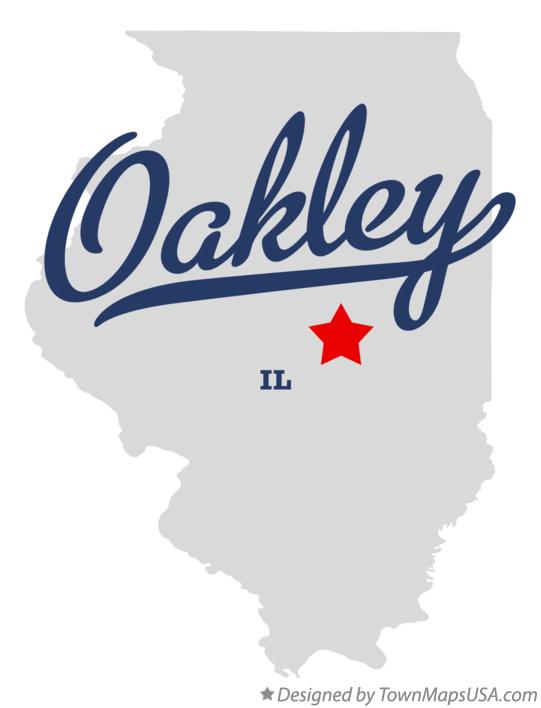 Map of Oakley Illinois IL