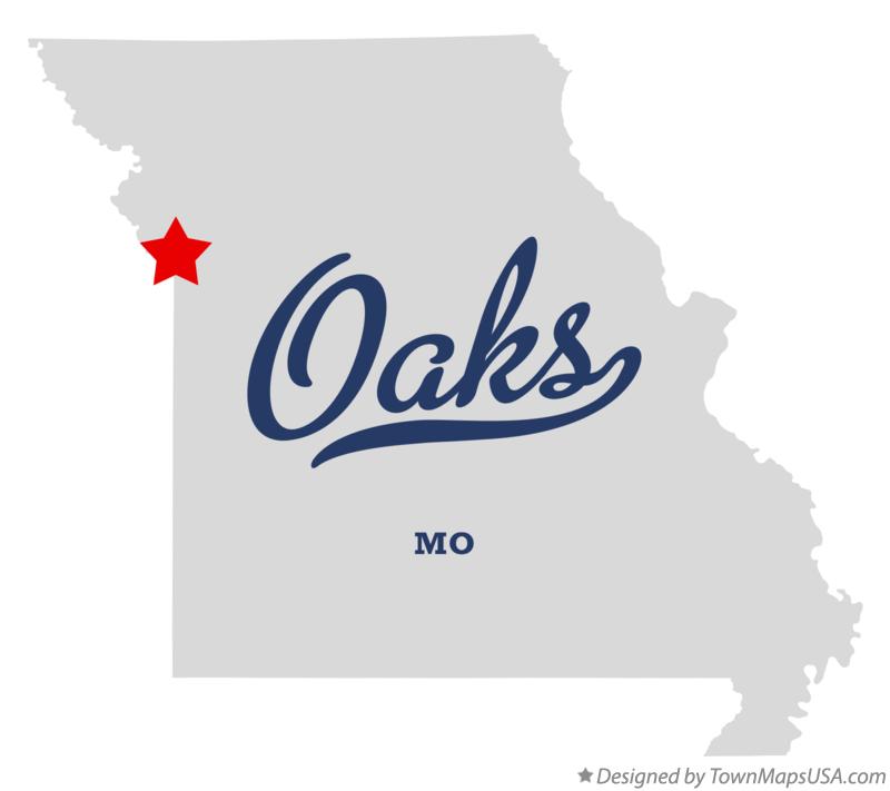 Map of Oaks Missouri MO