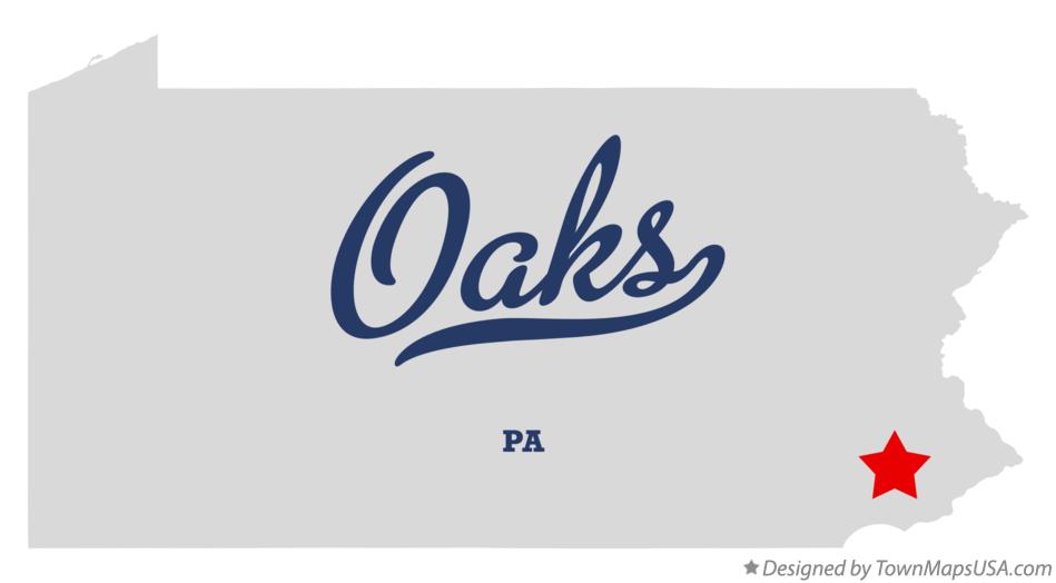 Map of Oaks Pennsylvania PA