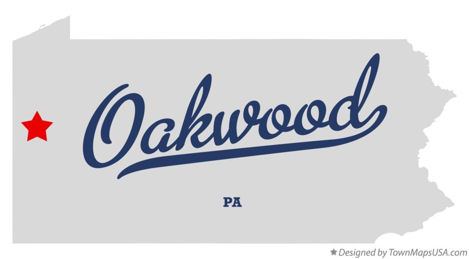 Map of Oakwood Pennsylvania PA