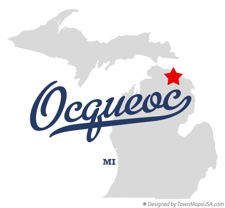 Map of Ocqueoc Michigan MI
