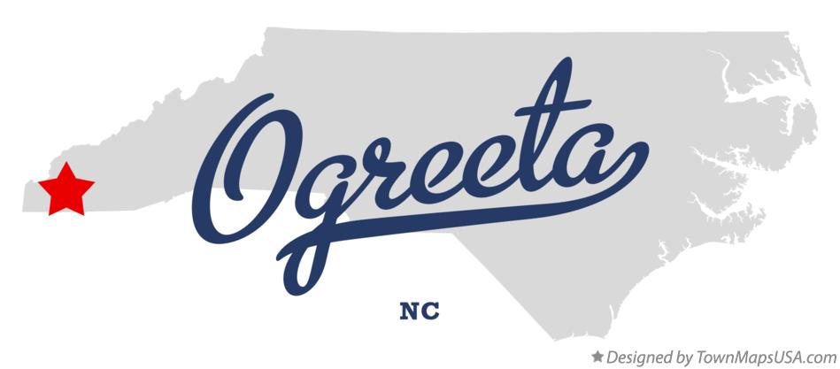 Map of Ogreeta North Carolina NC