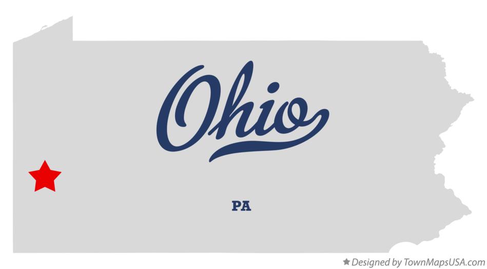 Map of Ohio Pennsylvania PA