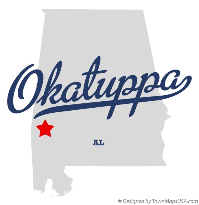 Map of Okatuppa Alabama AL