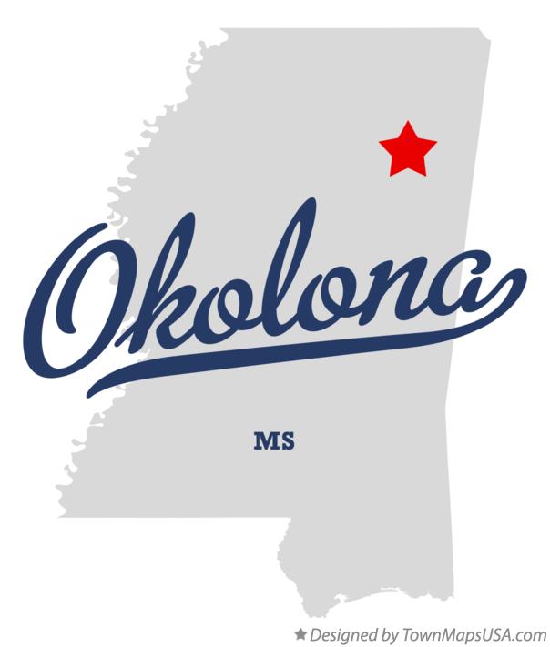 Map of Okolona Mississippi MS