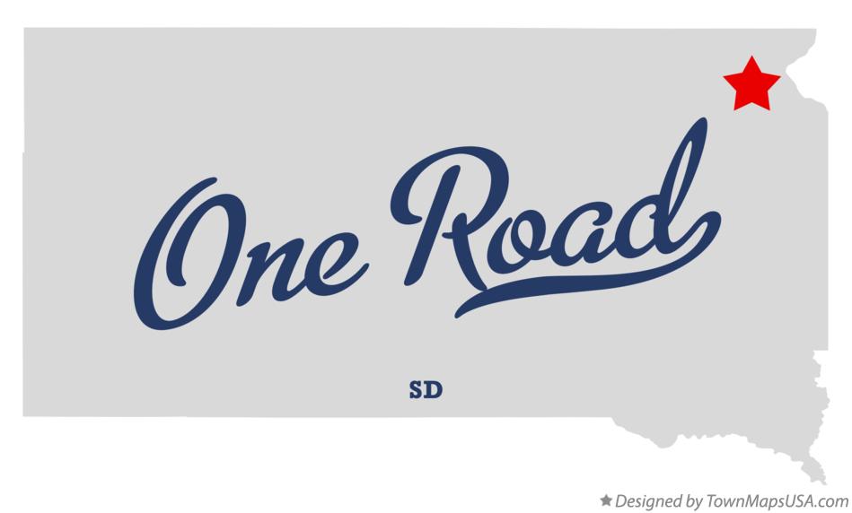 Map of One Road South Dakota SD