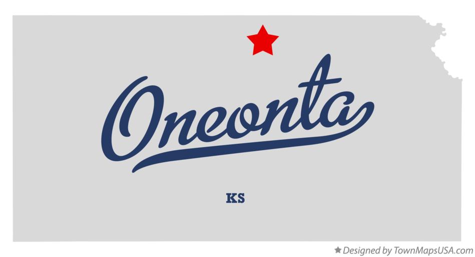 Map of Oneonta Kansas KS