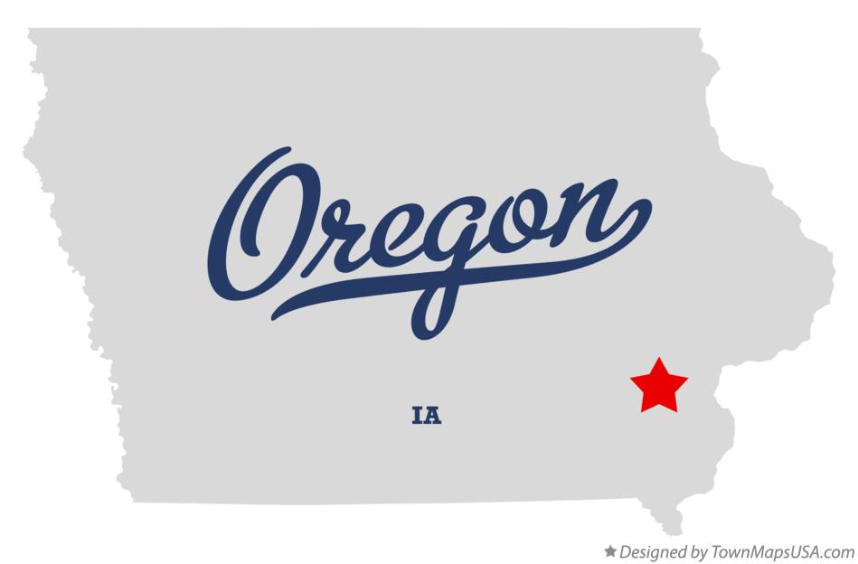Map of Oregon Iowa IA