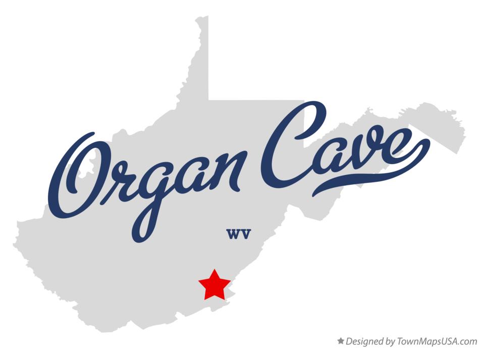 Map of Organ Cave West Virginia WV
