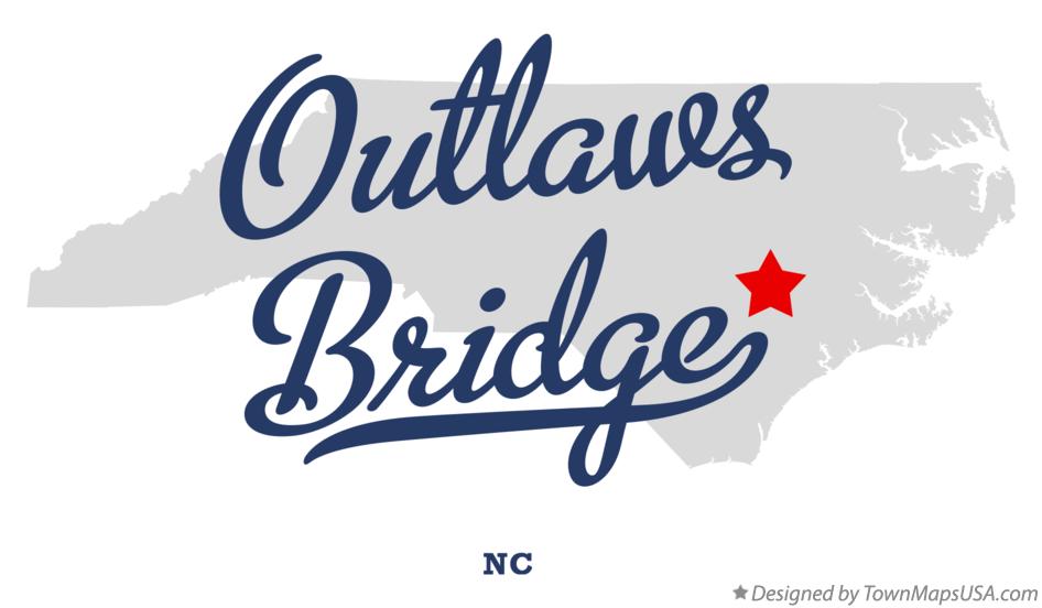Map of Outlaws Bridge North Carolina NC