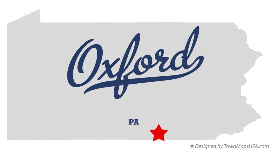 Map of Oxford Pennsylvania PA