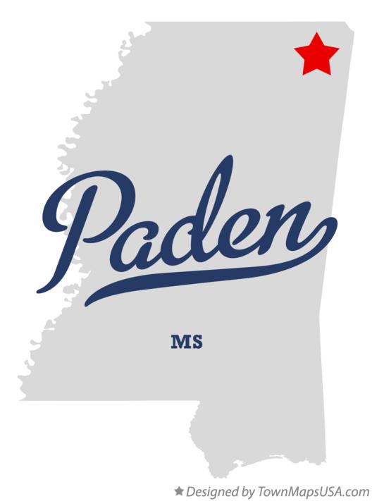 Map of Paden Mississippi MS