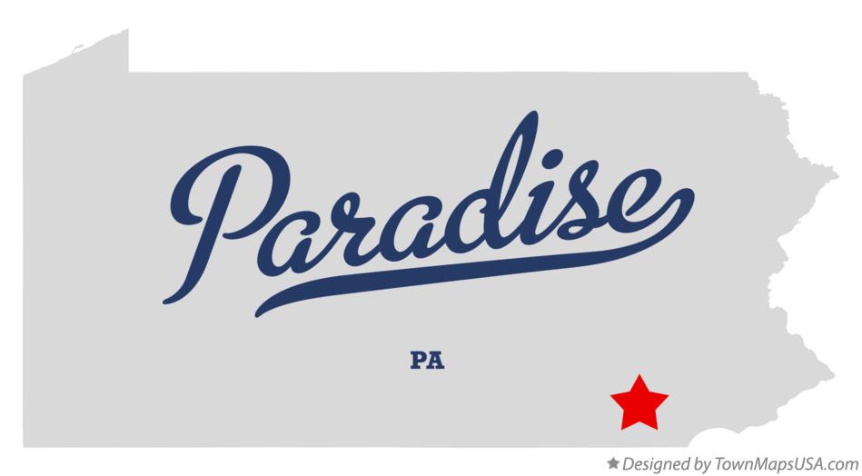 Map of Paradise Pennsylvania PA
