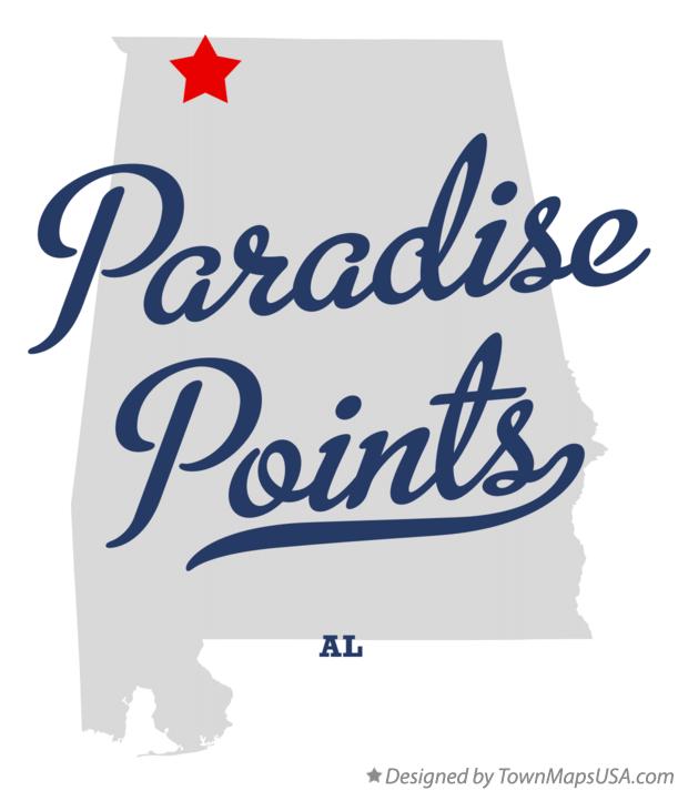 Map of Paradise Points Alabama AL