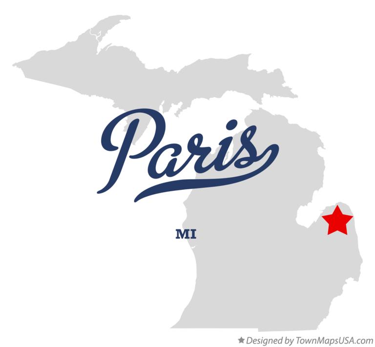 Map of Paris Michigan MI