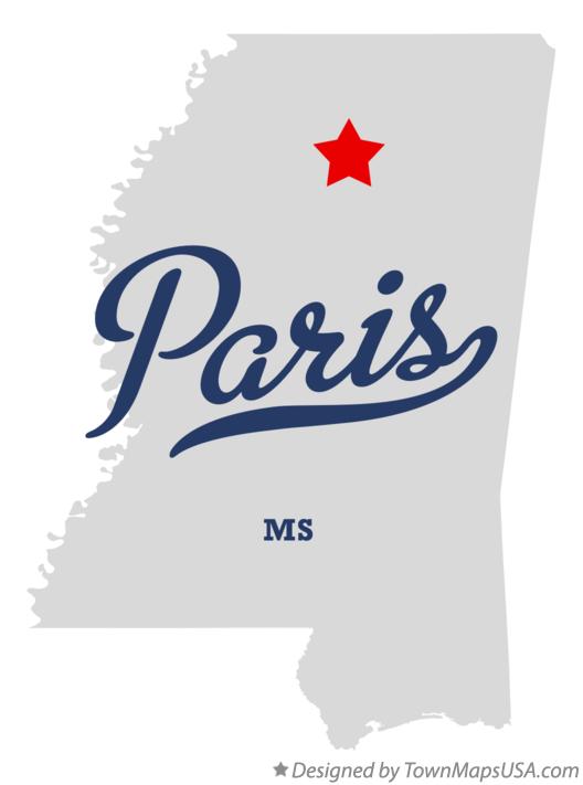 Map of Paris Mississippi MS