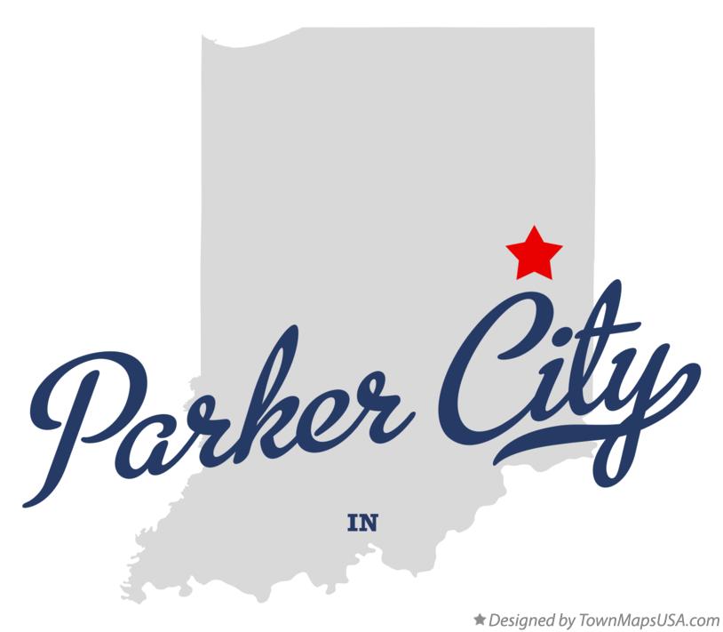 Map of Parker City Indiana IN