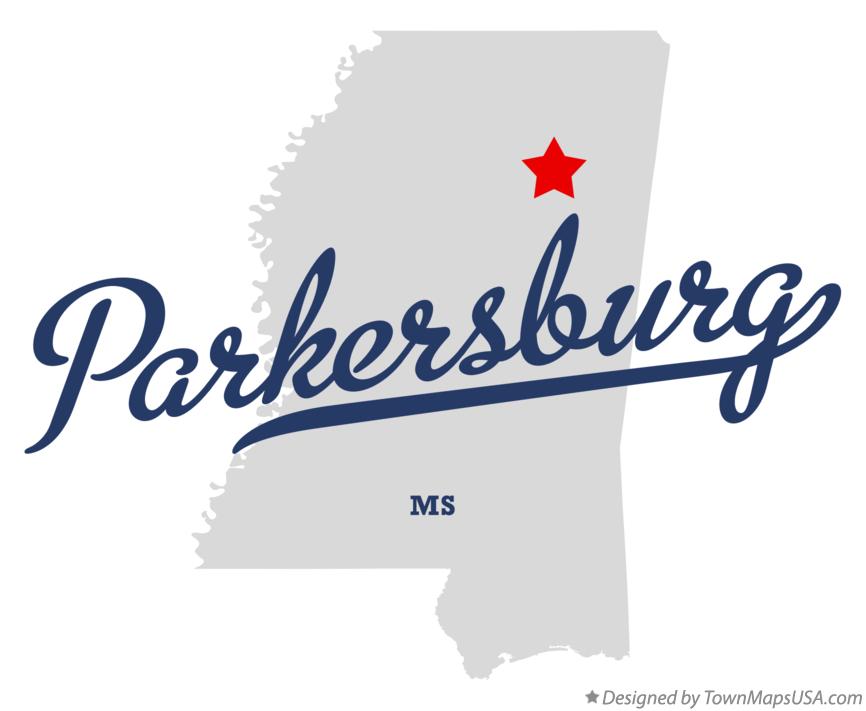 Map of Parkersburg Mississippi MS