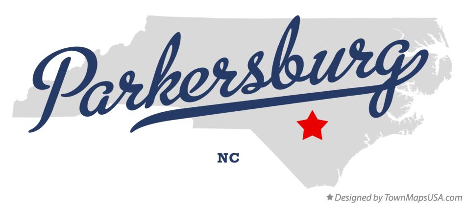 Map of Parkersburg North Carolina NC