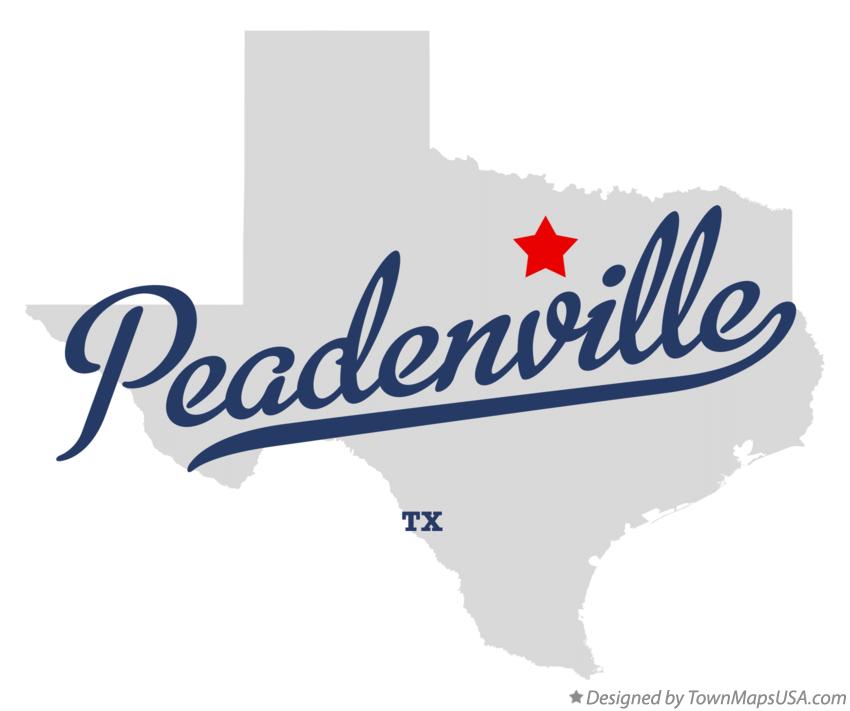 Map of Peadenville Texas TX
