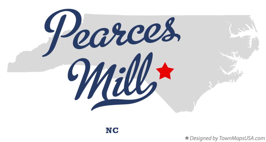 Map of Pearces Mill North Carolina NC