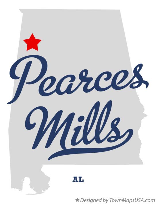 Map of Pearces Mills Alabama AL