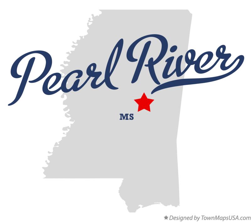 Map of Pearl River Mississippi MS